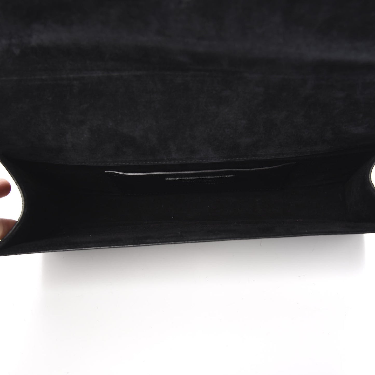 Calfskin Crocodile Embossed Classic Monogram Clutch Black
