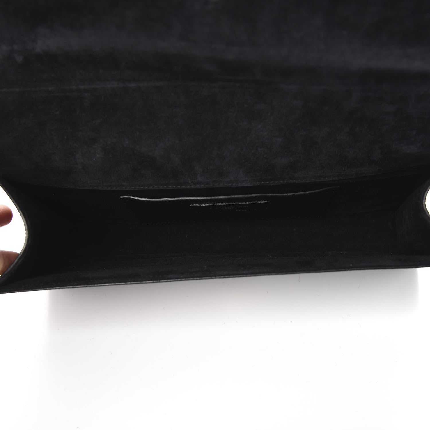 Saint Laurent Calfskin Crocodile Embossed Classic Monogram Clutch Black 6 of 9