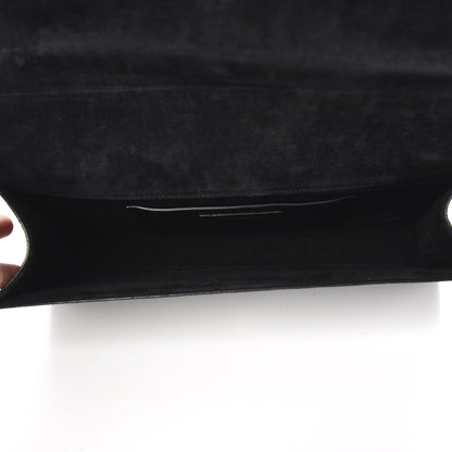 Saint Laurent Calfskin Crocodile Embossed Classic Monogram Clutch Black 6 of 9