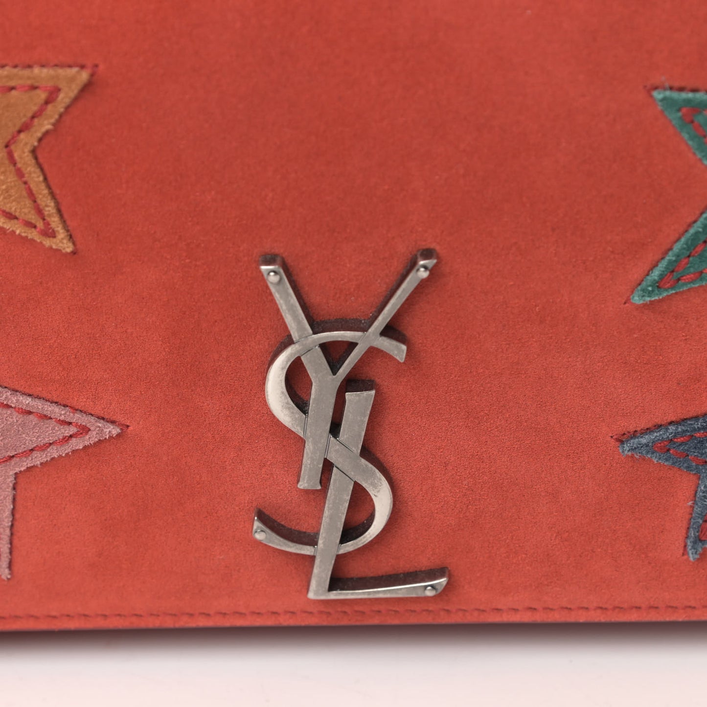 Suede Star Medium Classic Monogram Kate Satchel Red