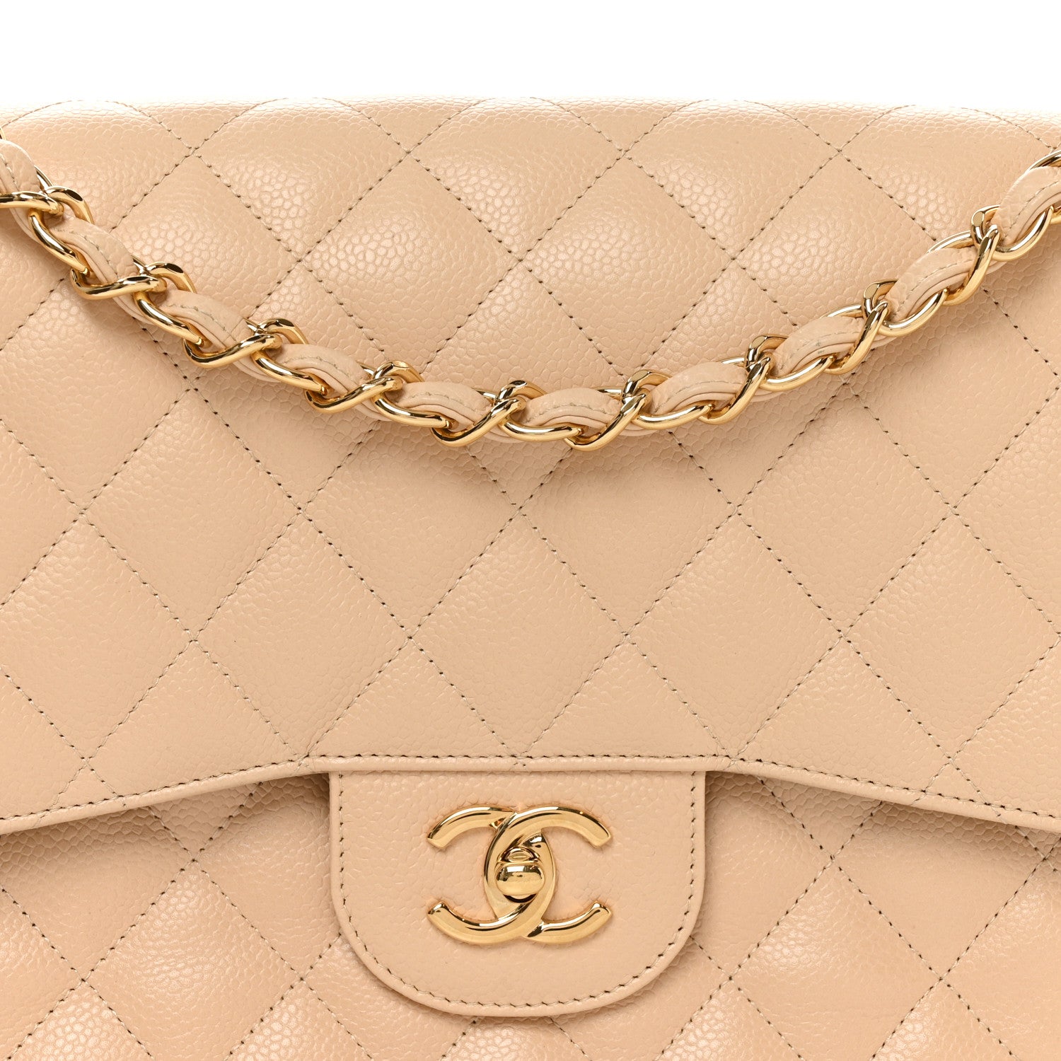Chanel Caviar Quilted Jumbo Double Flap Beige Clair 8 of 11