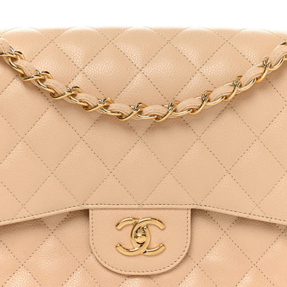 Chanel Caviar Quilted Jumbo Double Flap Beige Clair 8 of 11
