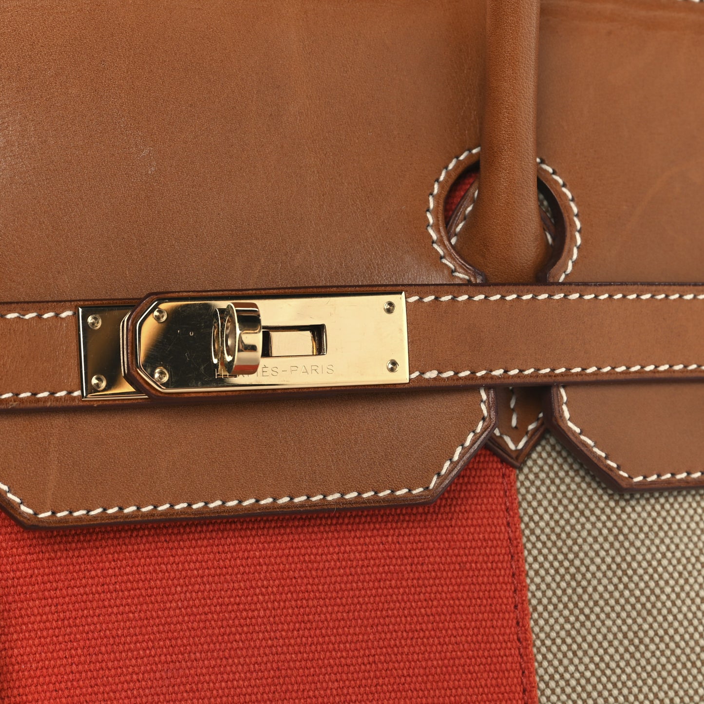 Toile Natural Barenia Flag Birkin 35 Fauve Paprika