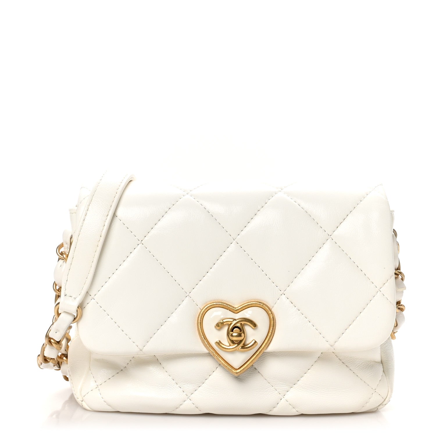 Chanel Lambskin Plexiglass Quilted Coco Love Mini Flap White 1 of 19
