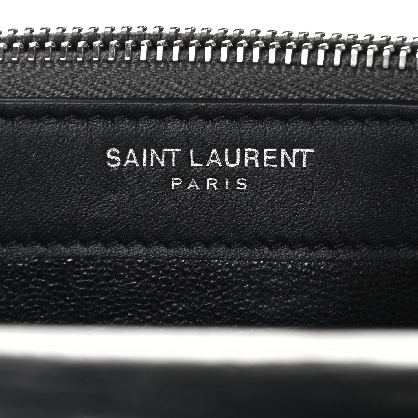 Metallic Crackled Calfskin Kate Monogram Tassel Chain Wallet Argento