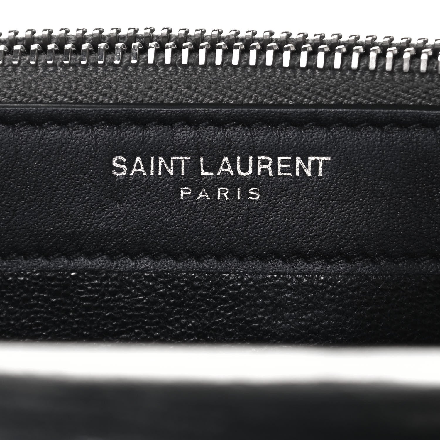 Saint Laurent Metallic Crackled Calfskin Kate Monogram Tassel Chain Wallet Argento 6 of 13