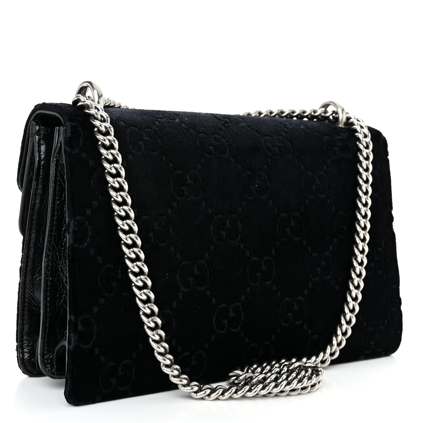 Velvet GG Monogram Small Dionysus Shoulder Bag Black