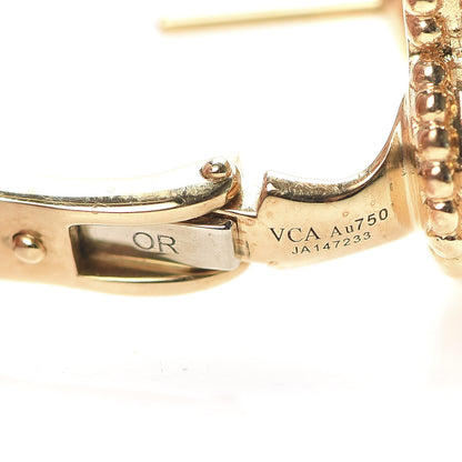 Van Cleef & Arpels 18K Yellow Gold Mother of Pearl Vintage Alhambra Earrings 4 of 6