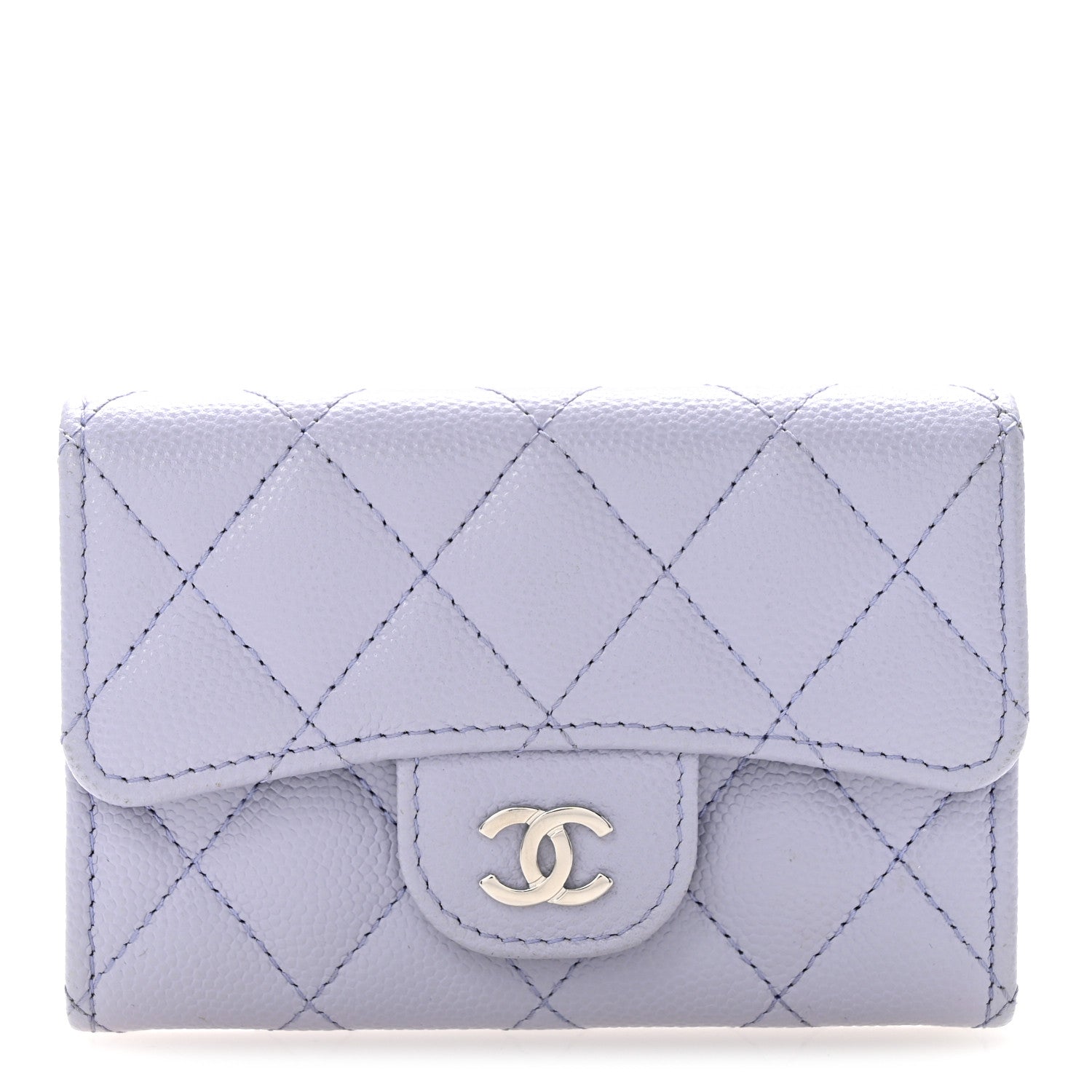 Chanel Caviar Quilted Flap Card Holder Wallet Light Purple 1 of 10