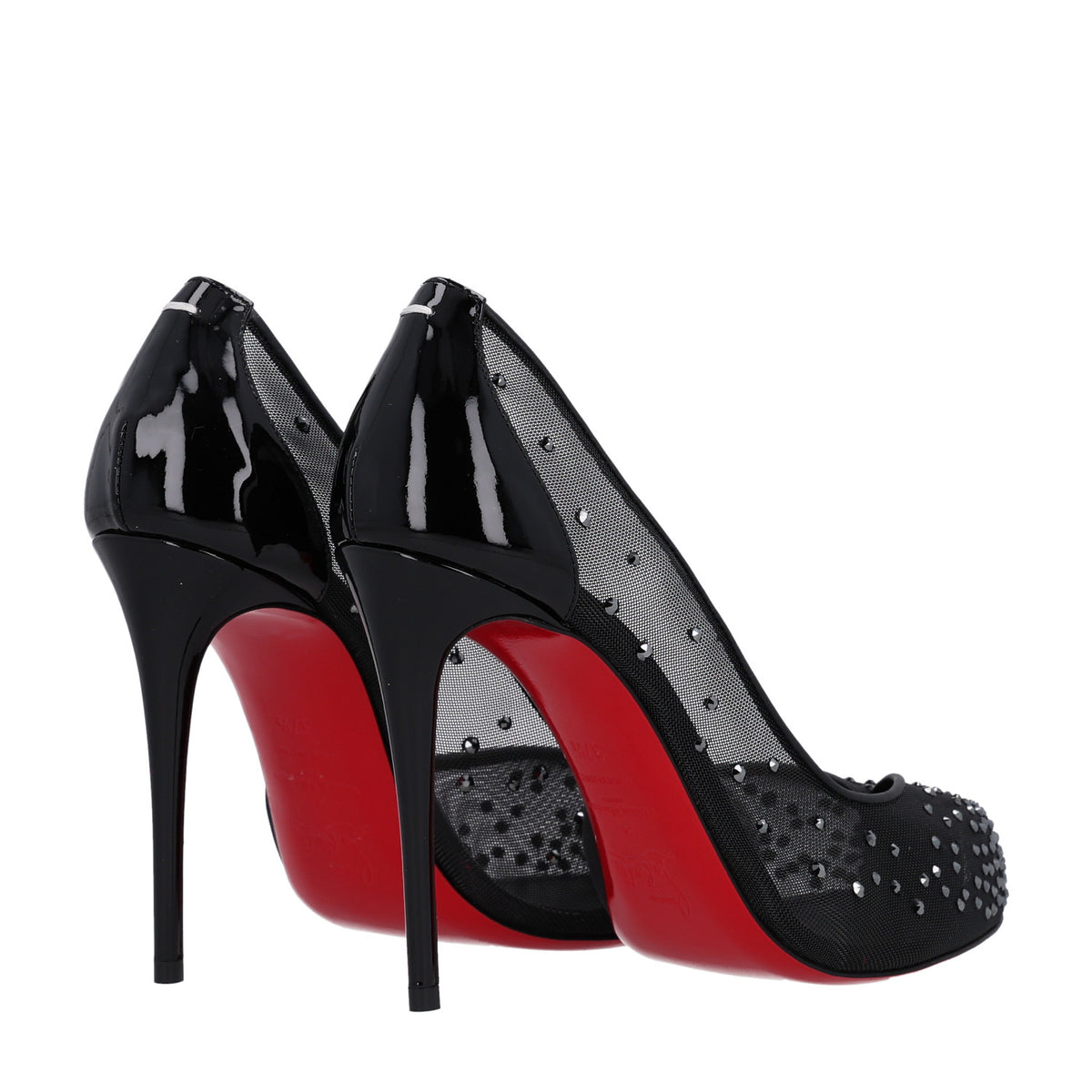 Christian Louboutin X MAISON MARGIELA Rete Patent Strass Bridiela Una 100 Pumps 37.5 Black 5 of 9