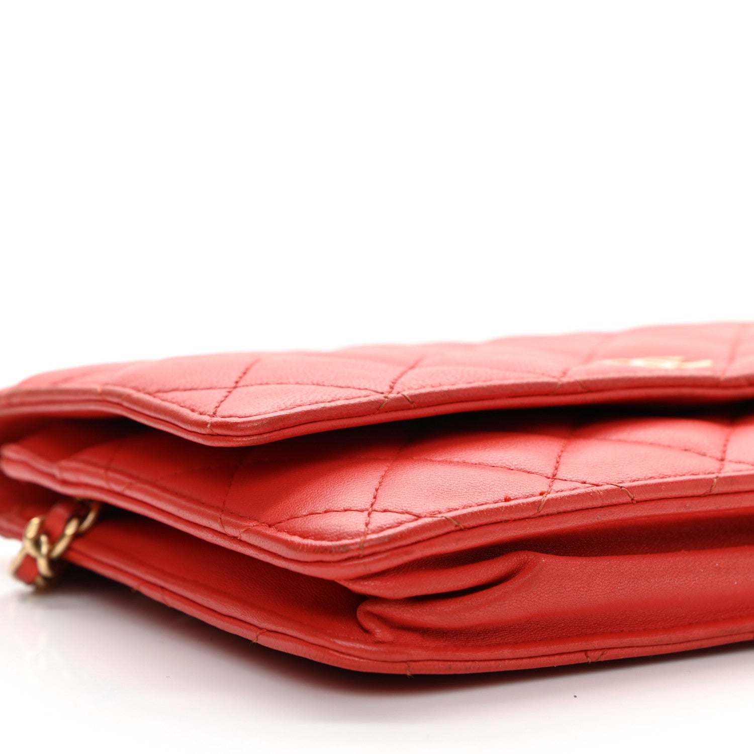 Chanel Lambskin Quilted Wallet On Chain WOC Light Red 10 of 16