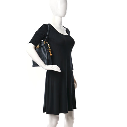 Christian Dior Calfskin CD Embossed Medium C'est Chain Bucket Bag Black 2 of 9