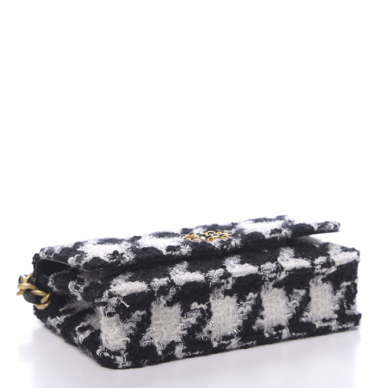 Chanel Wool Tweed Lambskin Quilted 19 Wallet On Chain WOC and Coin Purse Black White 3 of 10