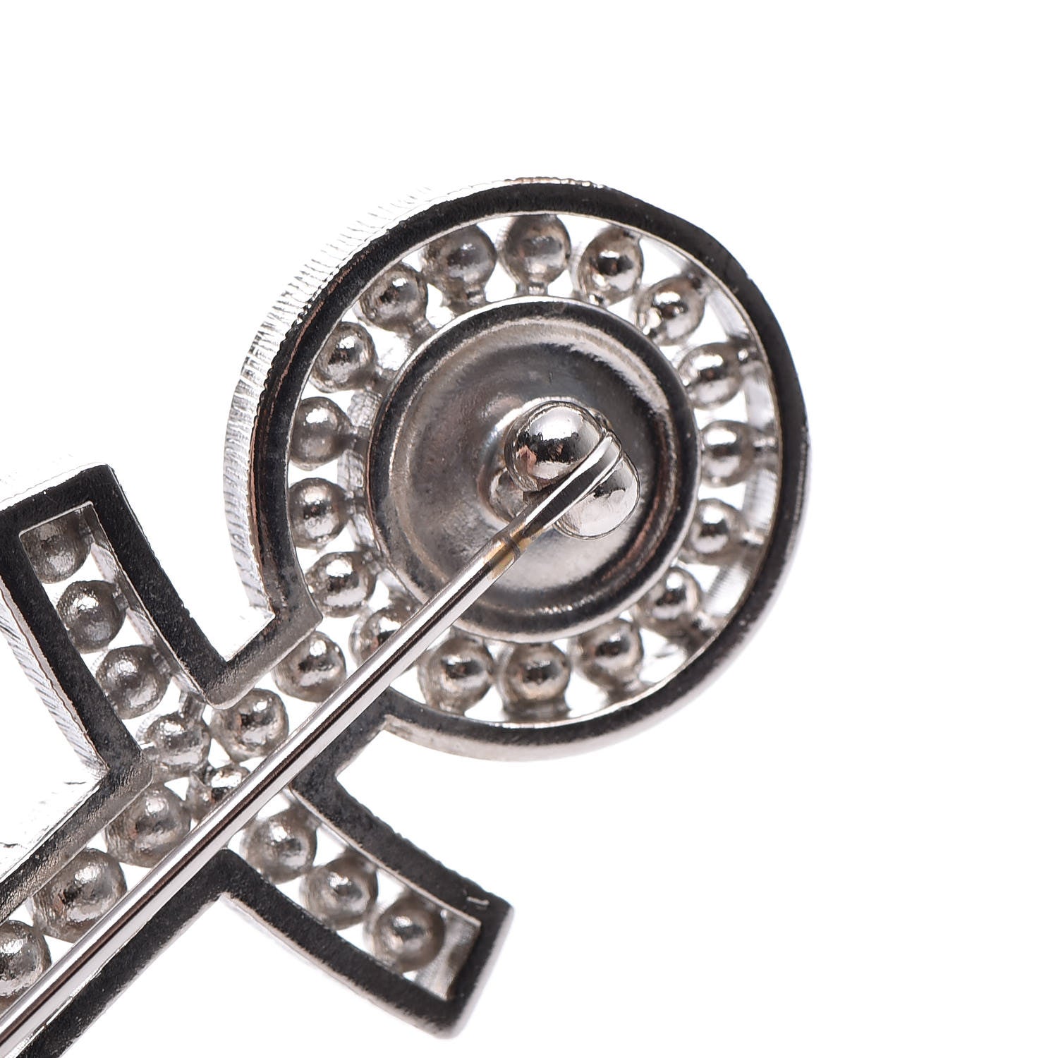 Chanel Crystal Pearl CC Anchor Brooch Silver 5 of 6