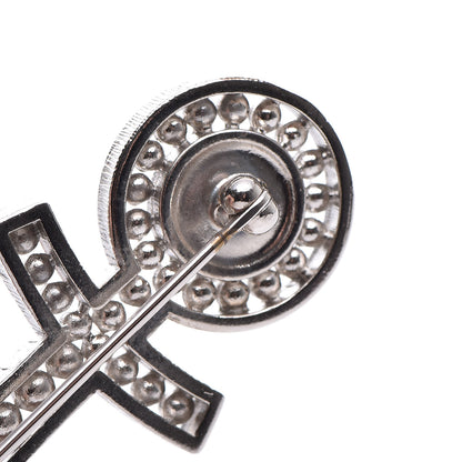 Chanel Crystal Pearl CC Anchor Brooch Silver 5 of 6