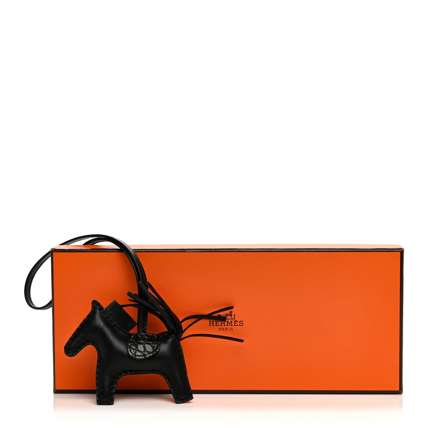 Hermes Milo Lambskin Matte Alligator Touch Grigri Rodeo Horse Bag Charm PM So Black 4 of 4
