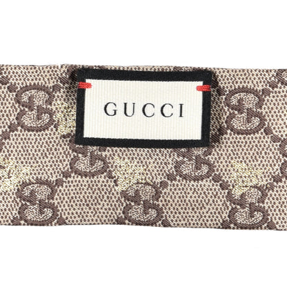 Gucci Silk Twill GG Monogram GG Bee Neck Bow Scarf Black Red 3 of 3