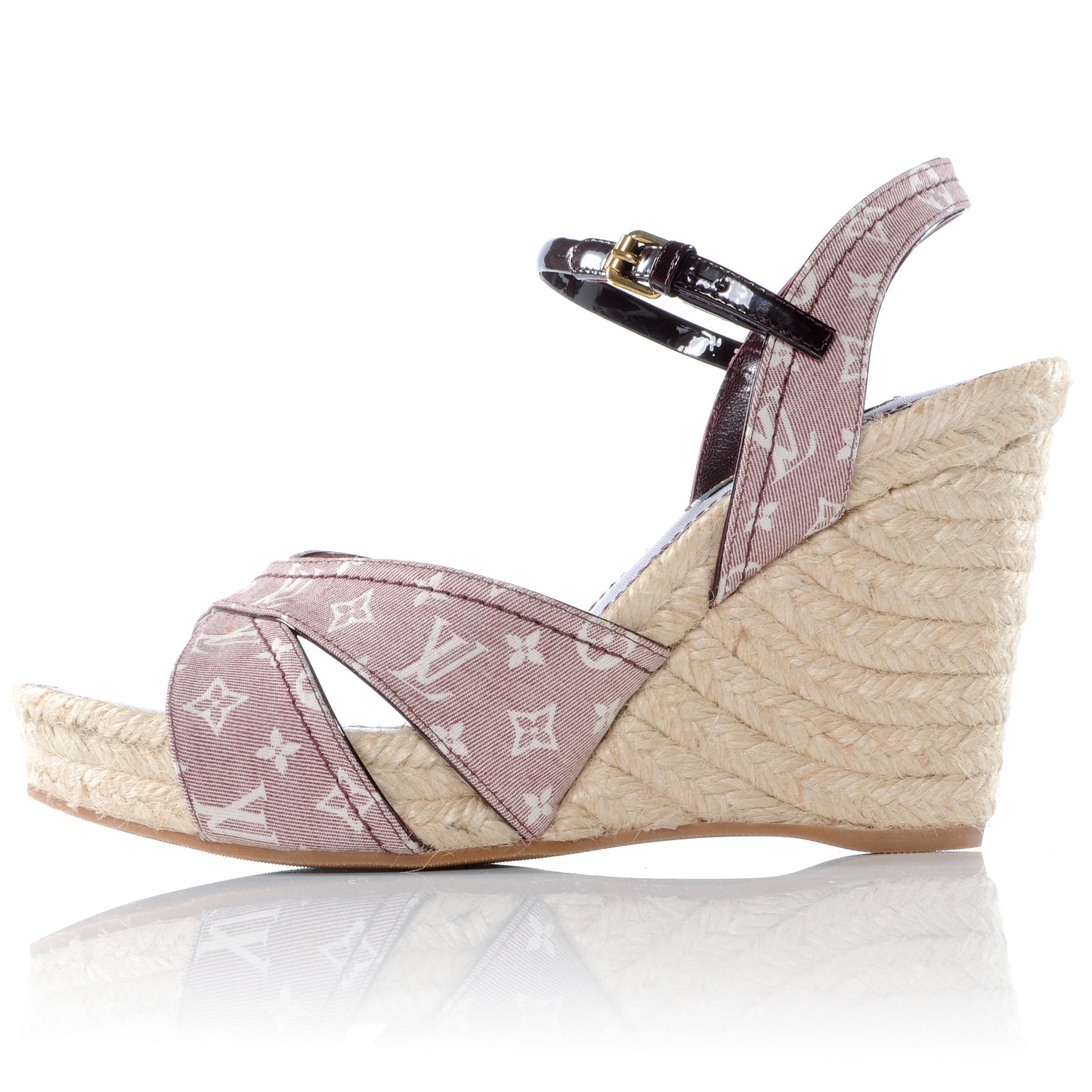 Monogram Idylle Majorca Espadrille Wedge Sandals 38 Sepia