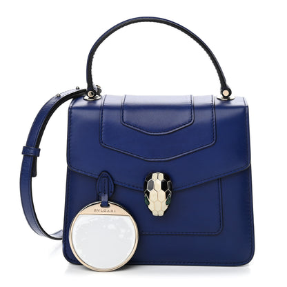 Bulgari Calfskin Serpenti Forever Top Handle Blue 1 of 9