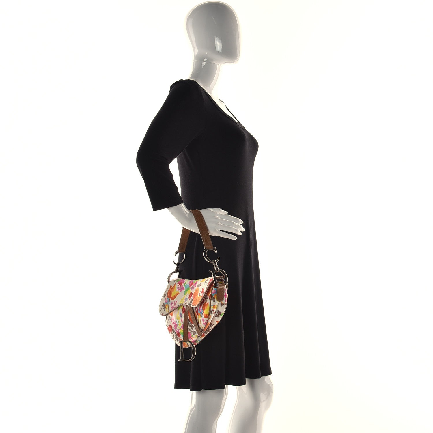 Christian Dior Canvas Floral Saddle Bag 4 of 18