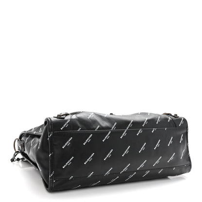 Balenciaga Veau Allover Logo Classic Hardware City Black White 4 of 9