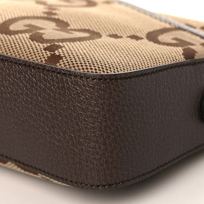 Gucci Monogram Jumbo GG Textured Dollar Calfskin Web Messenger Shoulder Bag Camel Ebony New Acero 8 of 8