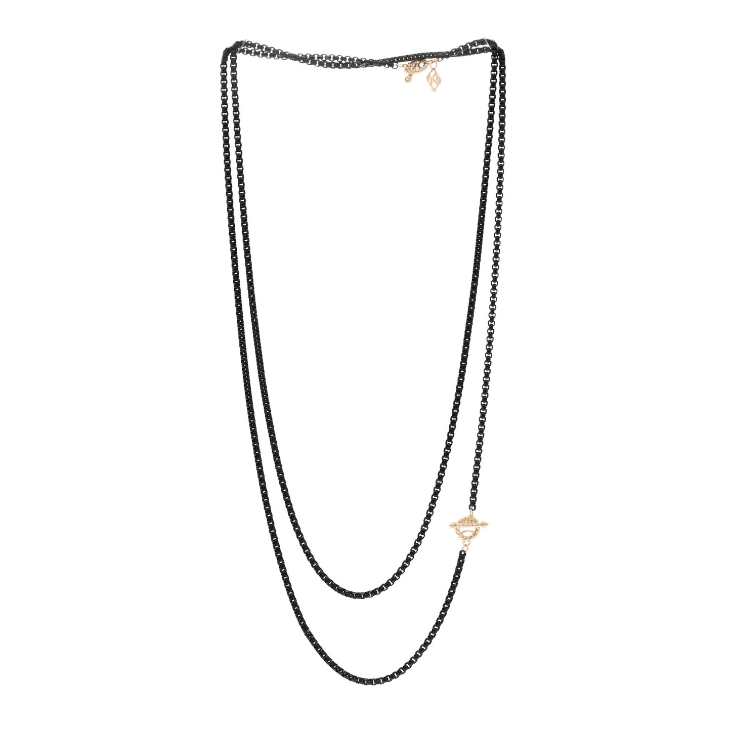 Stainless Steel 14K Yellow Gold Acrylic Bel Aire Chain Necklace Black