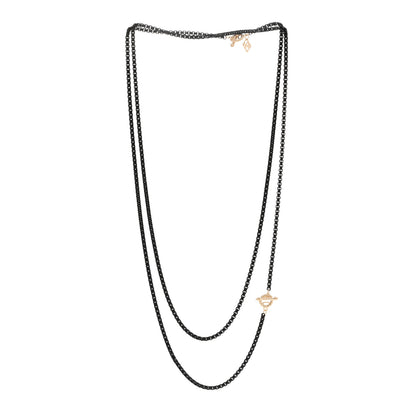 David Yurman Stainless Steel 14K Yellow Gold Acrylic Bel Aire Chain Necklace Black 3 of 4