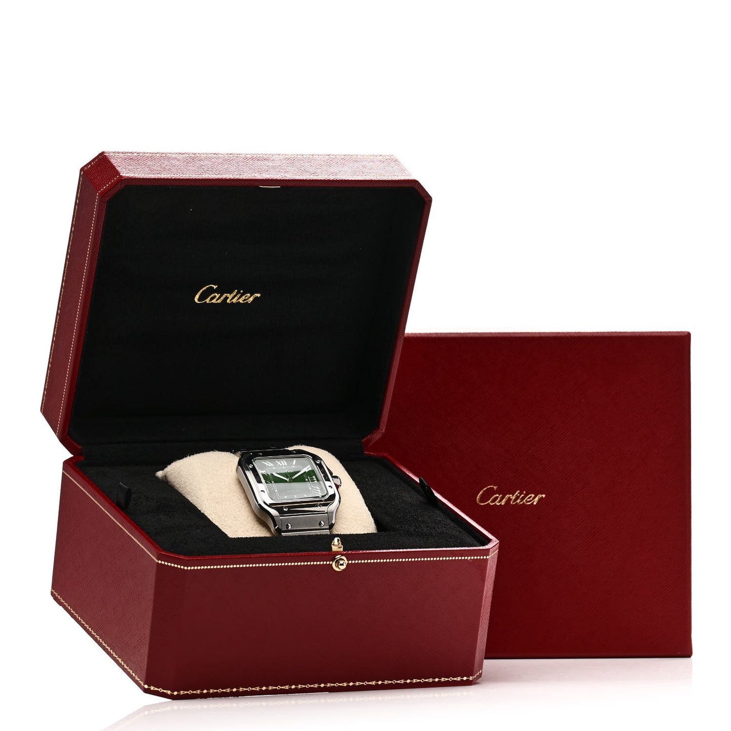 Stainless Steel 39.8mm Santos De Cartier Automatic Watch Green