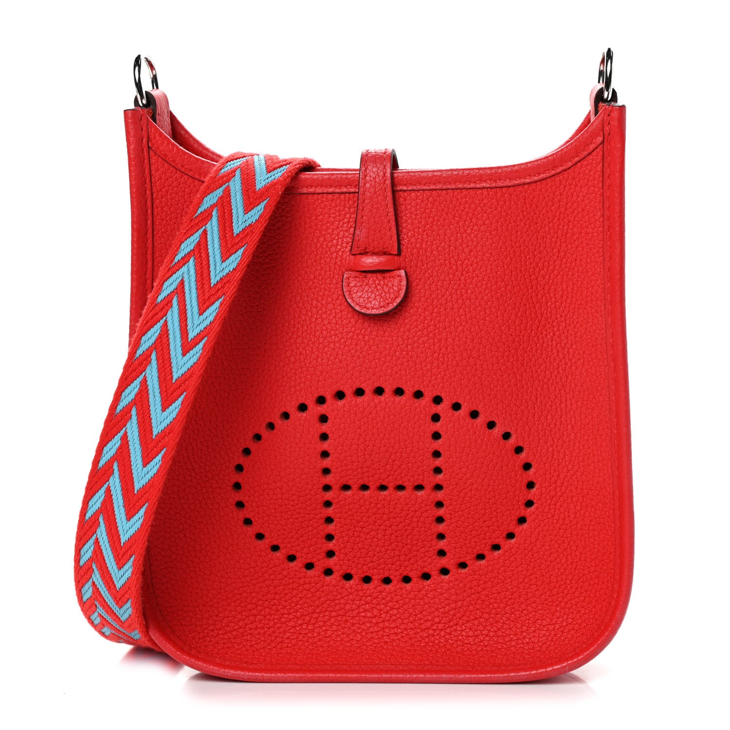 Hermes Taurillon Clemence Evelyne TPM Rouge De Coeur Bleu Du Nord 1 of 4