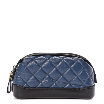 Chanel Aged Calfskin Quilted Gabrielle Classic Pouch Blue Black 1 of 9