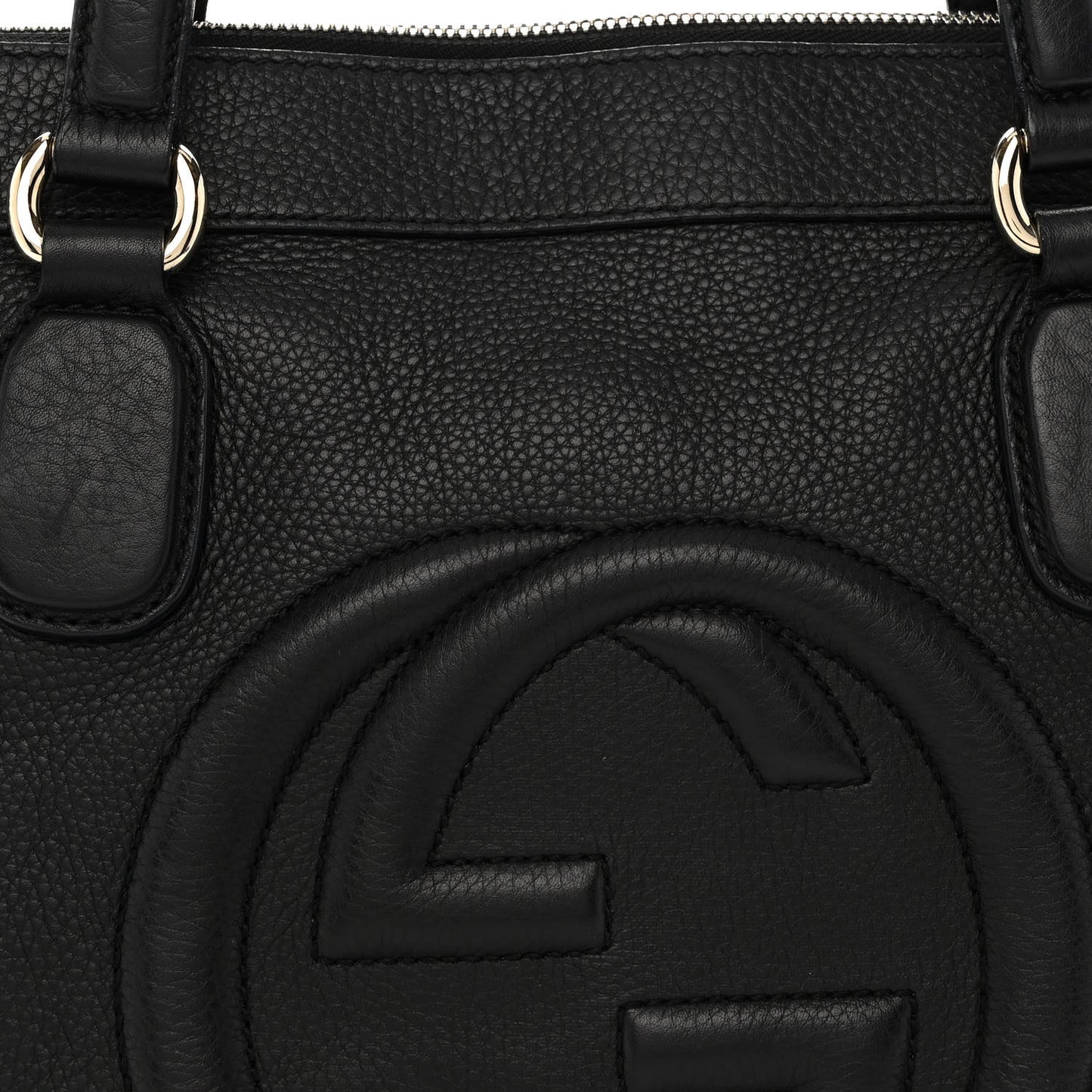 Pebbled Calfskin Small Soho Top Handle Bag Black