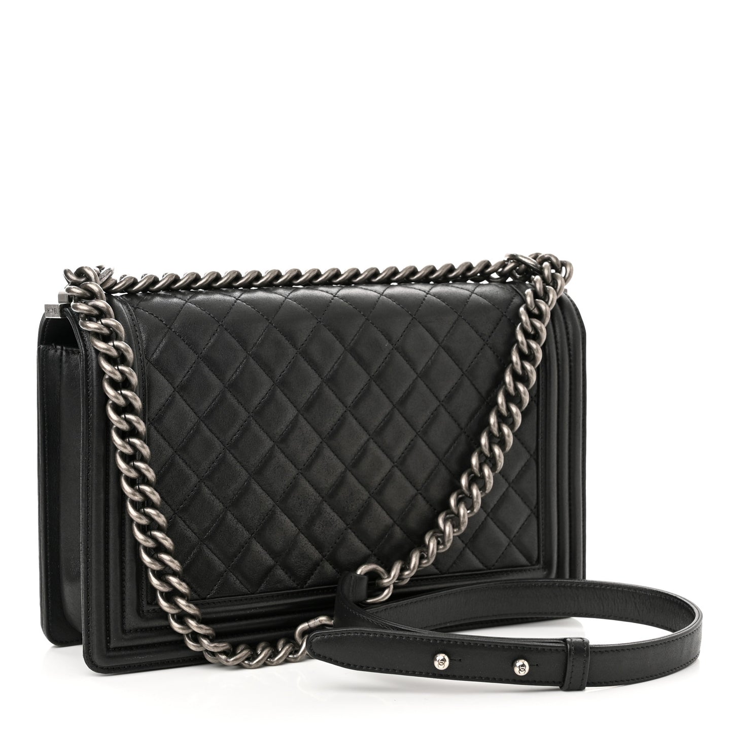 Lambskin Quilted New Medium Boy Flap Black