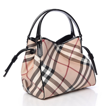Burberry Patent Nova Check Small Bilmore Tote Black 3 of 13
