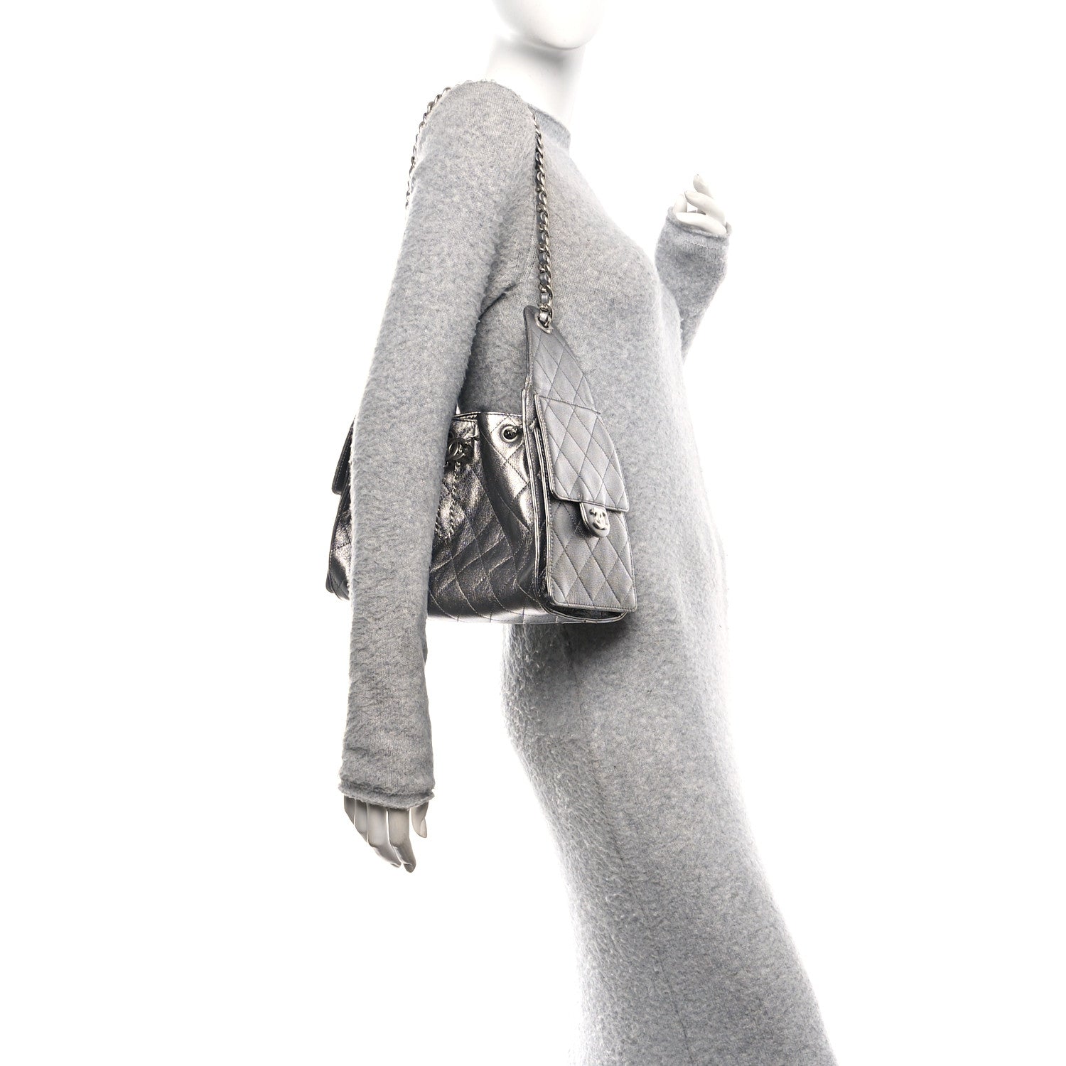 Chanel Metallic Caviar Quilted Small Chanel 25 Handbag Anthracite