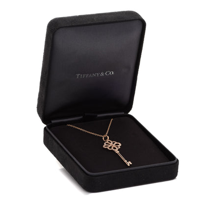 Tiffany 18K Rose Gold Diamond Knot Key Pendant 7 of 7