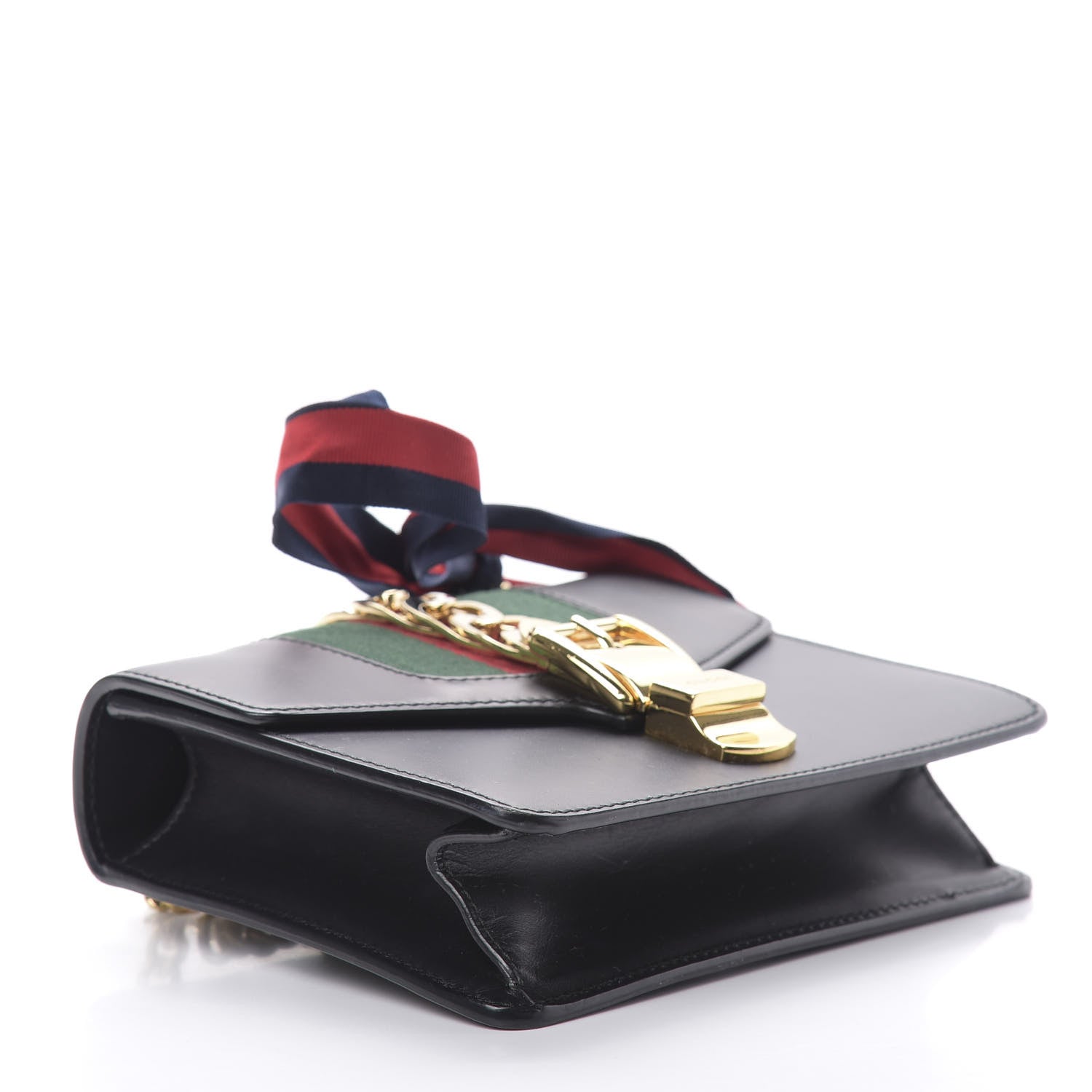 Gucci Calfskin Mini Sylvie Chain Shoulder Bag Black 4 of 14