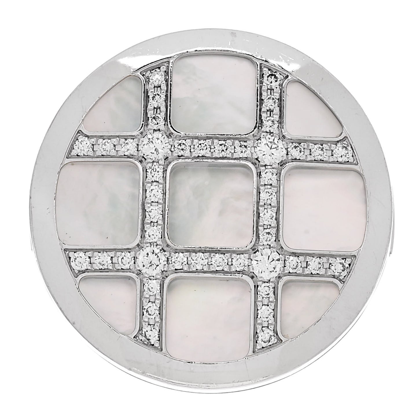18K White Gold Diamond Mother of Pearl Pasha De Cartier Ring 56 7.5