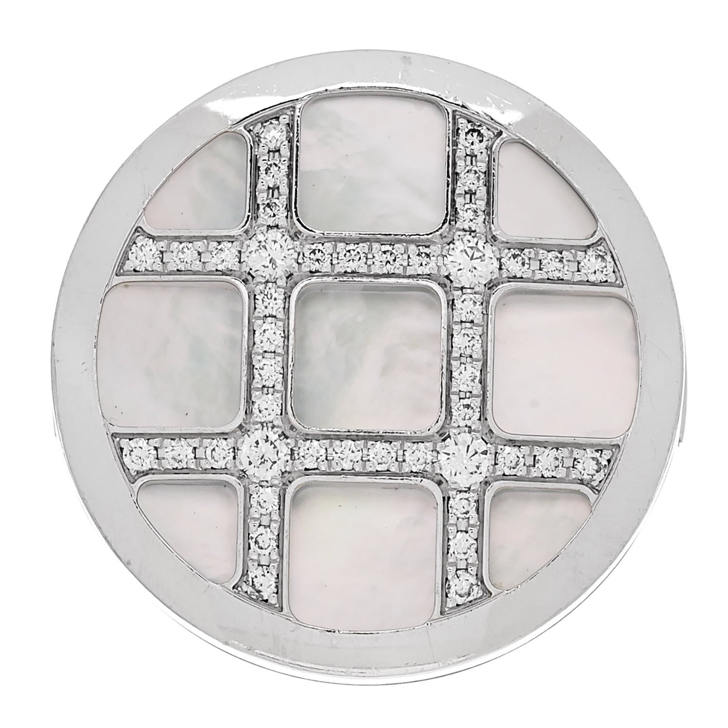 Cartier 18K White Gold Diamond Mother of Pearl Pasha De Cartier Ring 56 7.5 1 of 6