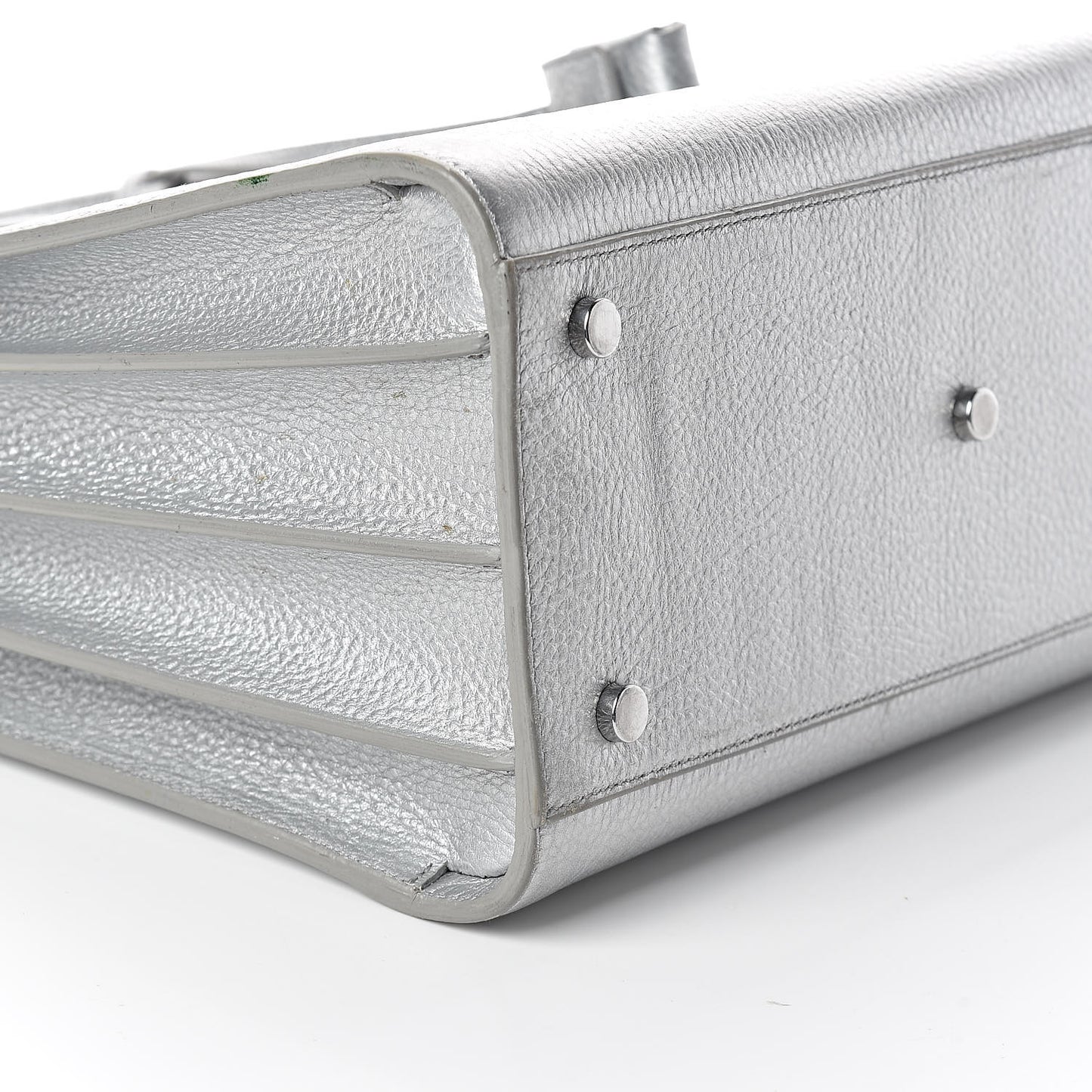 Metallic Calfskin Small Sac De Jour Silver