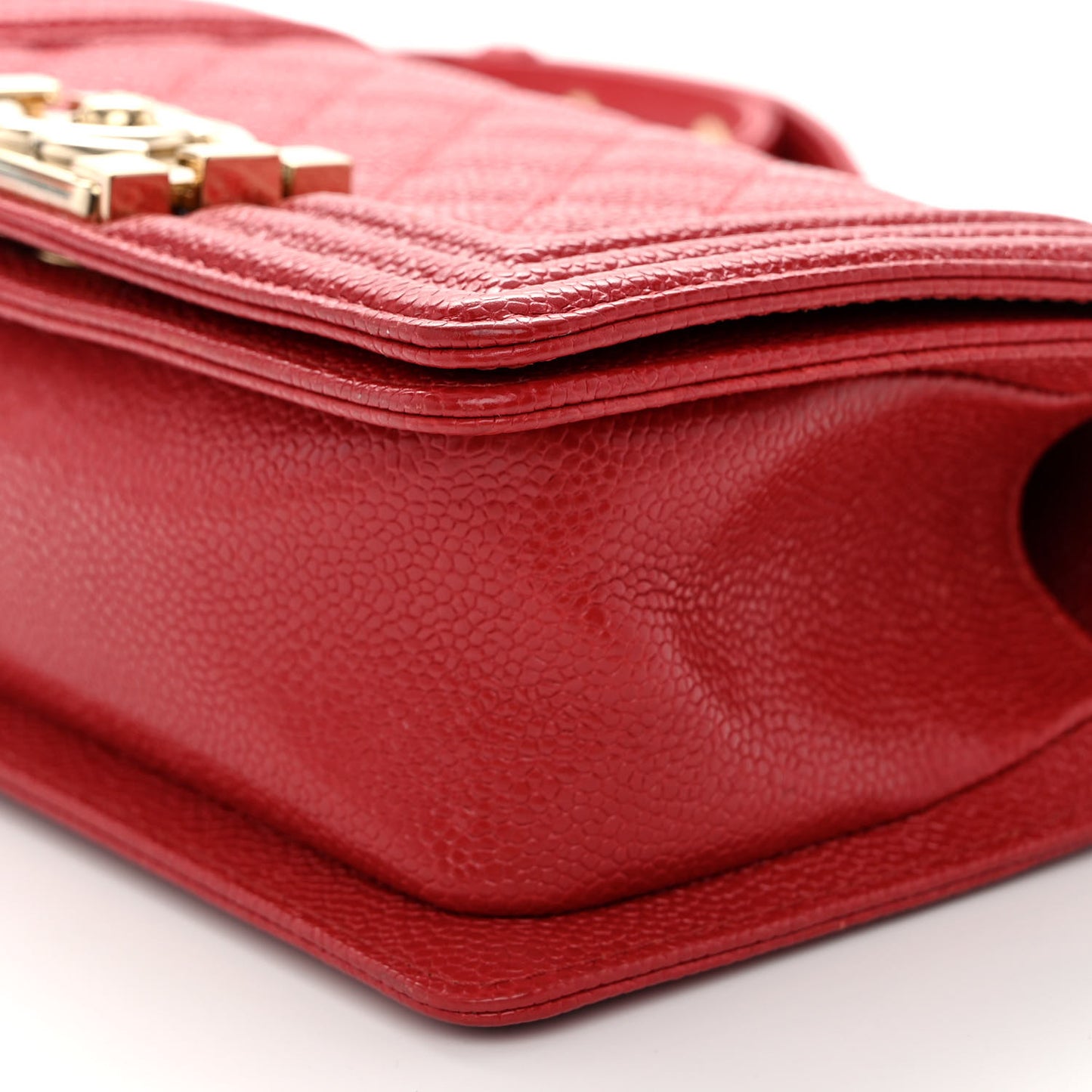 Caviar Quilted Small Boy Flap Red