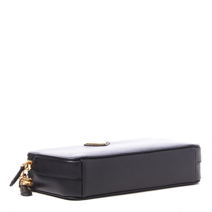 Prada Saffiano Lux Mini Double Zip Chain Crossbody Bag Black 3 of 10