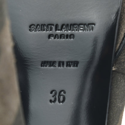 Saint Laurent Suede Camouflage Print Tribute 105 Platform Sandals 36 Green 7 of 8