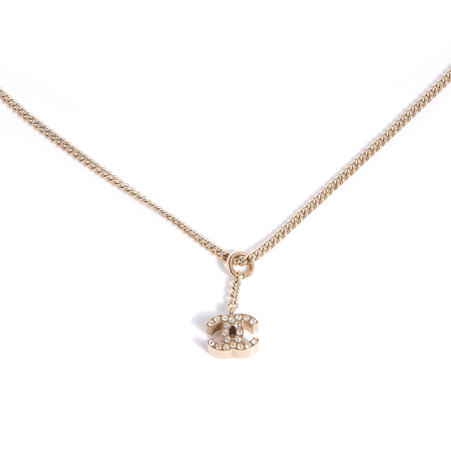 Chanel Crystal CC Necklace Gold 1 of 6