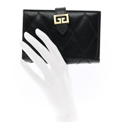 Givenchy Goatskin Diamond Quilted GV3 Medium Wallet Black 2 of 7
