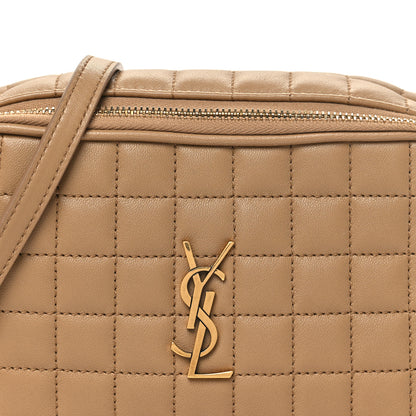 Saint Laurent Lambskin Carre Quilted Cassandre Mini Camera Bag Natural Tan 8 of 10