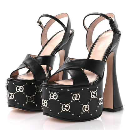 Gucci Malaga Kid Interlocking G Studs 155mm Platform Sandals 35 35 Black 4 of 8