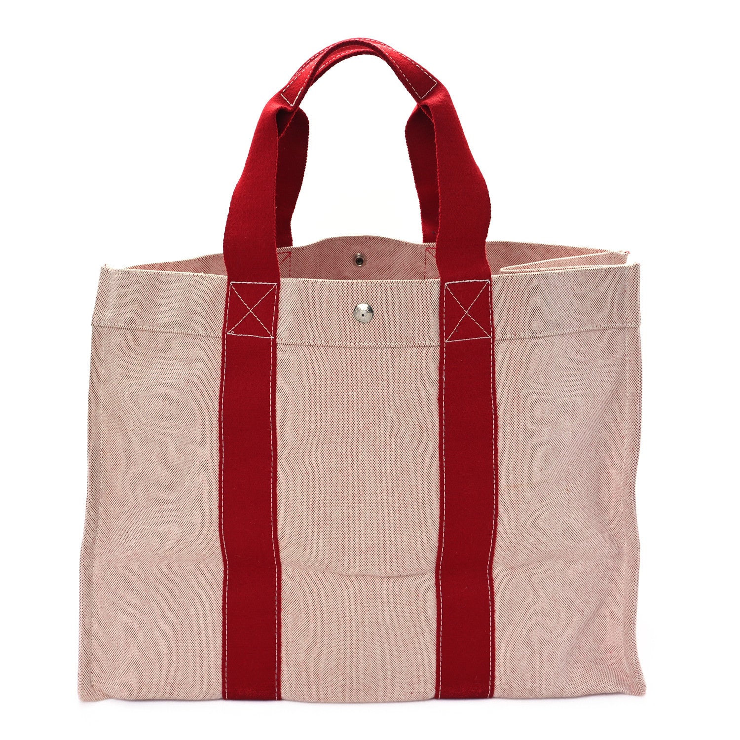 Hermes Canvas Herline GM Tote Red 1 of 10