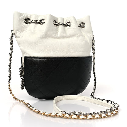 Chanel Aged Calfskin Quilted Small Gabrielle Bucket White Black 3 of 10