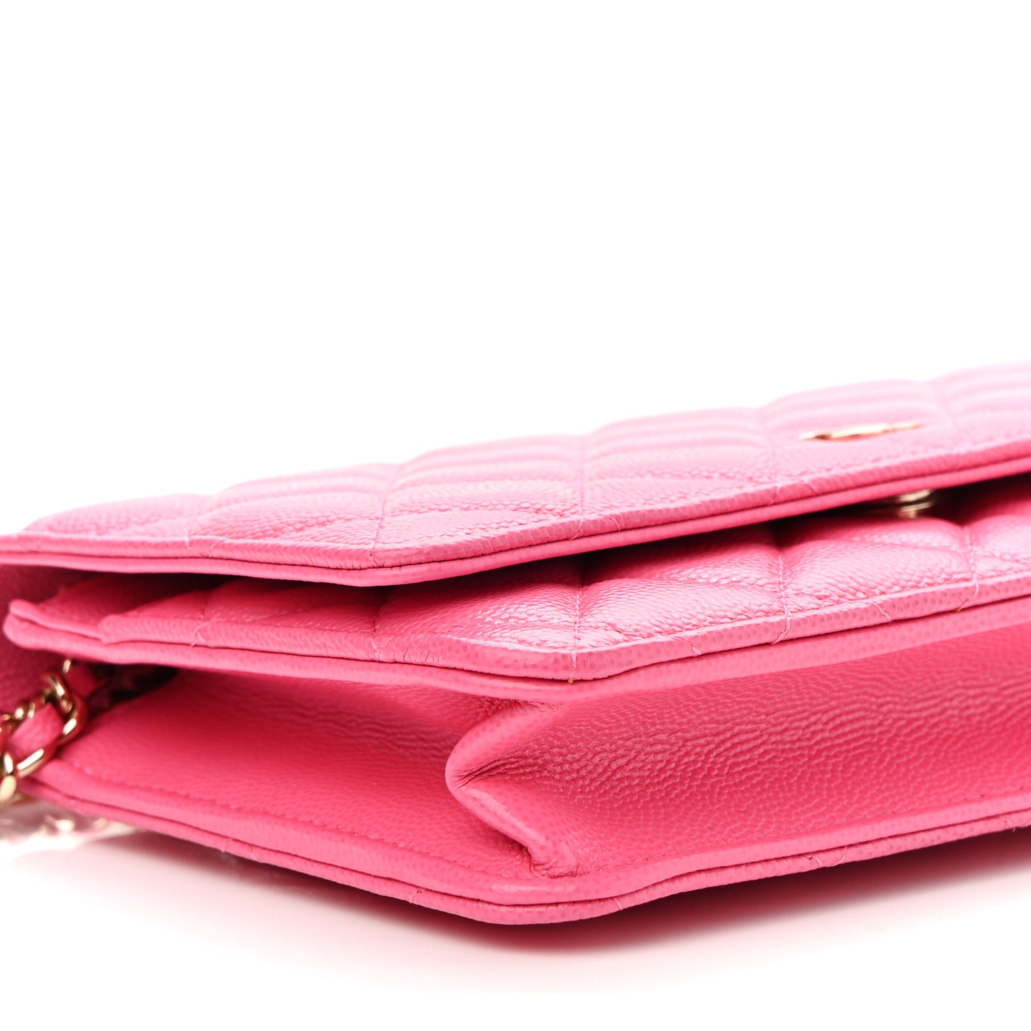 Caviar Quilted Wallet on Chain WOC Fuchsia